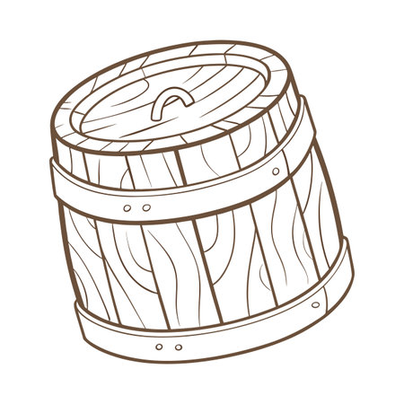 Wooden barrel isolated on white background. Vector hand drawn illustration.のイラスト素材