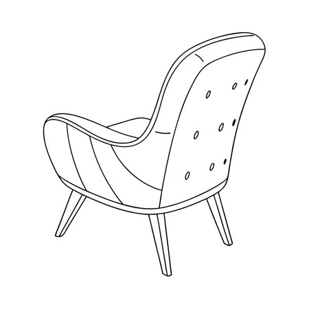 Armchair icon in outline style isolated on white background. Furniture symbol stock vector illustration.のイラスト素材