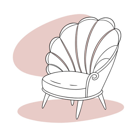 Illustration of armchair in doodle style. Vector illustrationのイラスト素材