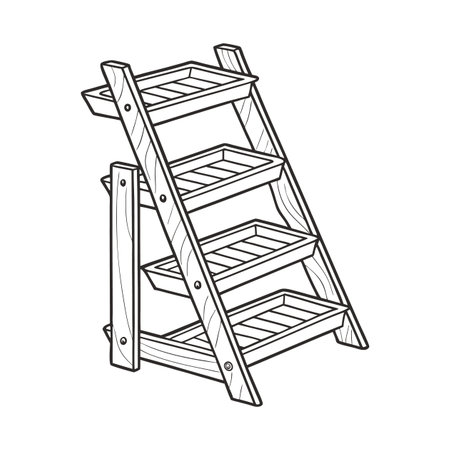 Wooden ladder isolated on white background. Hand drawn vector illustration.のイラスト素材