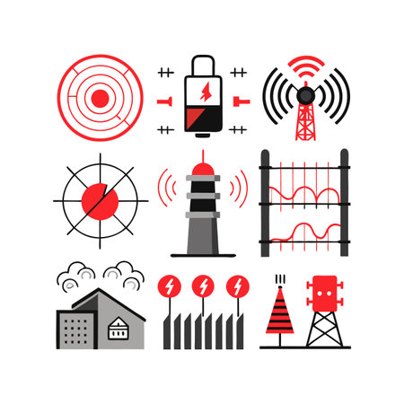 Set of icons on the theme of radio waves. Vector illustration.のイラスト素材