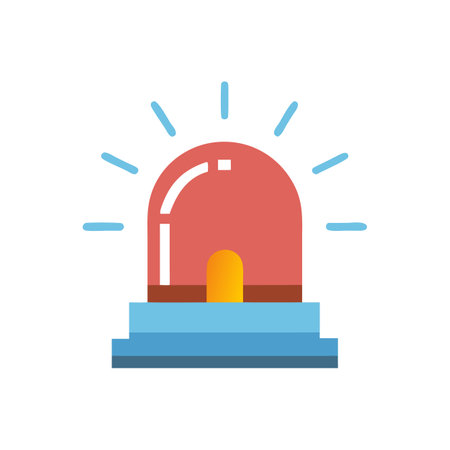 Red siren icon. Flat color design. Vector Illustration.のイラスト素材