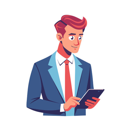 Businessman Making Call on Smartphone in Officeのイラスト素材