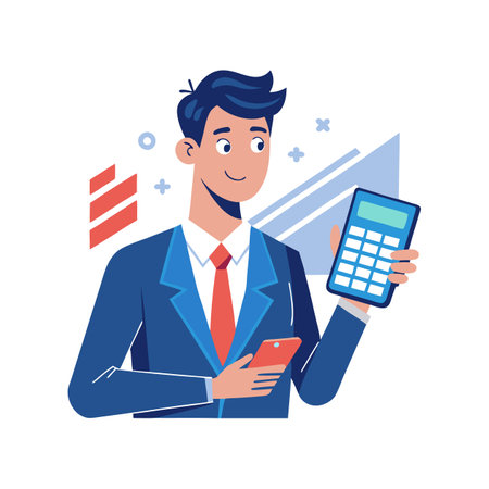 Businessman in Calculation Processのイラスト素材