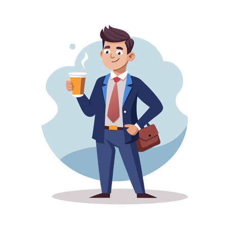 Businessman Sipping Coffee During Meetingのイラスト素材