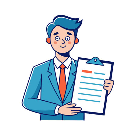 Businessman Reviewing Contract Detailsのイラスト素材