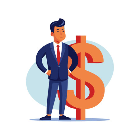 Businessman Holding Giant Document for Reviewのイラスト素材