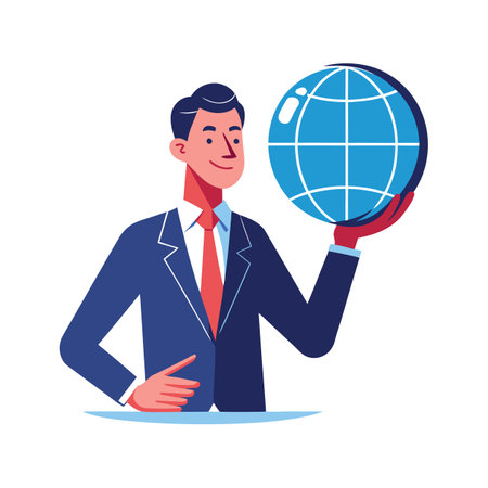 Businessman Holding Globe for Global Businessのイラスト素材