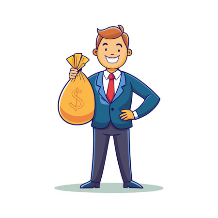 Businessman Holding Money Bag for Prosperityのイラスト素材
