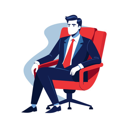 Businessman Thinking Strategically in Office Settingのイラスト素材