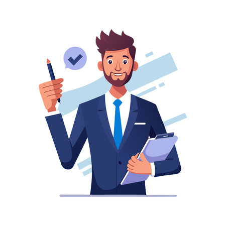 Businessman Endorsing Digital Agreement for Successのイラスト素材