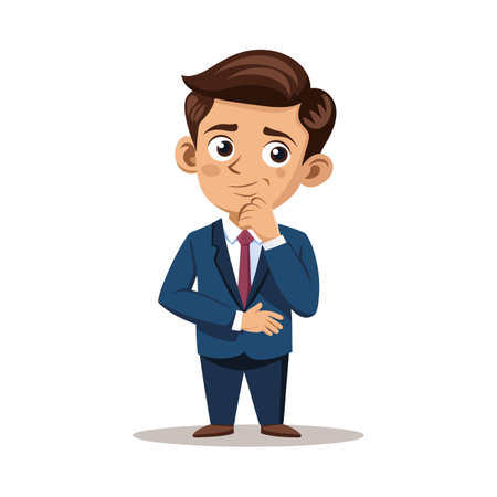 Businessman Contemplating Solutions with Deep Thoughtのイラスト素材