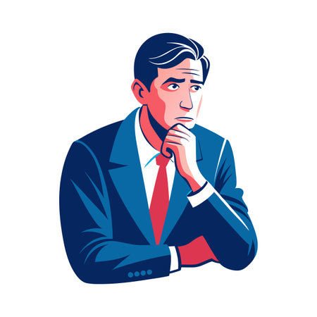 Businessman Deep in Thought While Sittingのイラスト素材