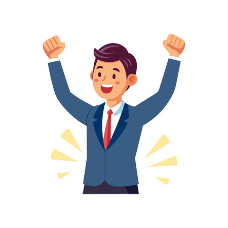 Illustration of Businessman Celebrating Quarterのイラスト素材