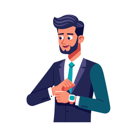 Illustration of Businessman Adjusting Smartwatchのイラスト素材