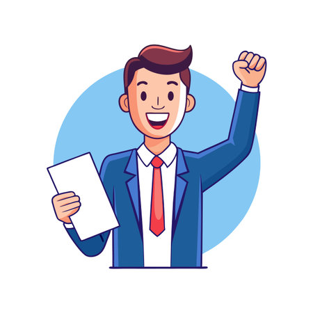 Businessman Joyously Celebrating Business Achievementのイラスト素材