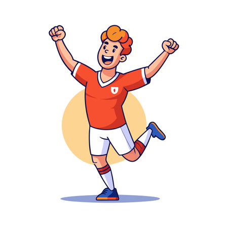 Football Player Pointing Finger to Skyのイラスト素材