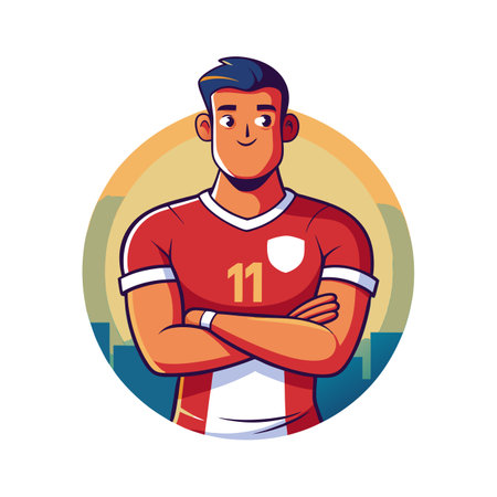 Athlete Smiling with Crossed Armsのイラスト素材