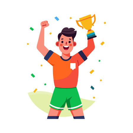 Player Lifting Trophy in Celebrationのイラスト素材