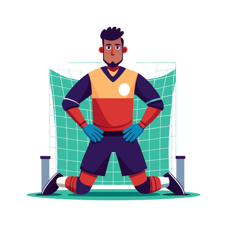 Football Player Getting Ready to Block Penalty Kickのイラスト素材
