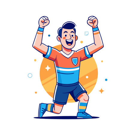 Football Player Joyfully Pumping Fist After Goalのイラスト素材