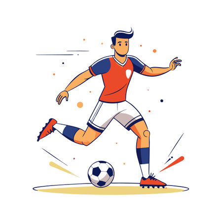 Football Player Set for Powerful Shot Executionのイラスト素材