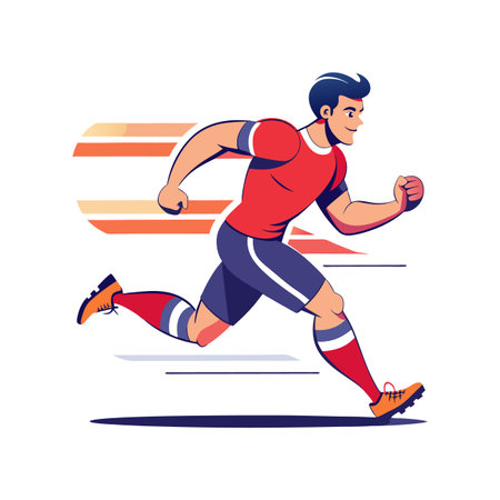 Athlete Sprinting Past Opponent to Secure Ballのイラスト素材