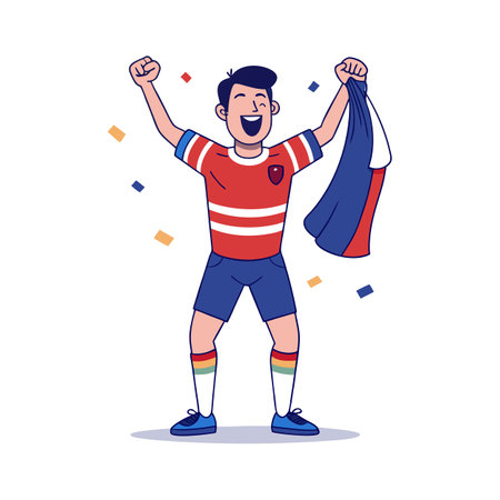 Football Player Joyfully Taking Off Shirtのイラスト素材