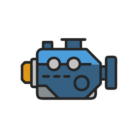 Vector Icon of Car Engine for Mechanics