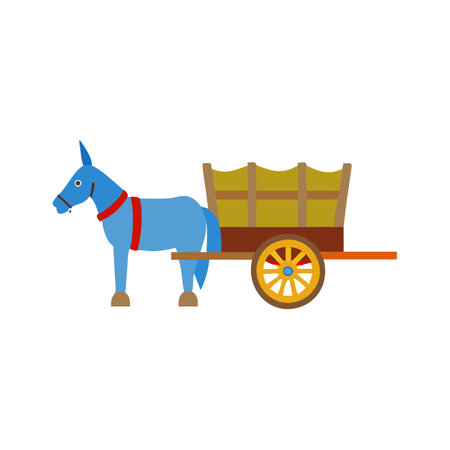 Donkey Cart Icon for Traditional Transportのイラスト素材