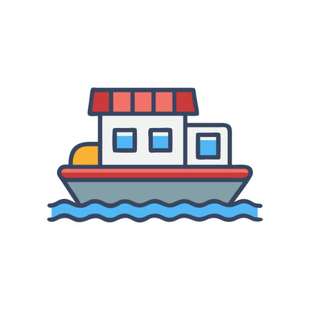 Houseboat Icon for Eco-Friendly Travelのイラスト素材