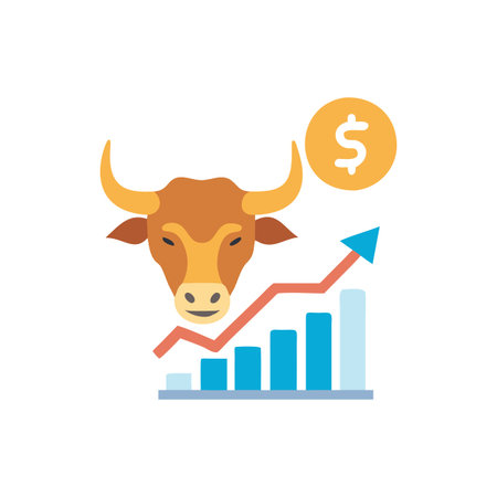 Bull market flat icon. Graph, chart, diagram. Stock exchange concept. Can be used for topics like business, finance, investmentのイラスト素材