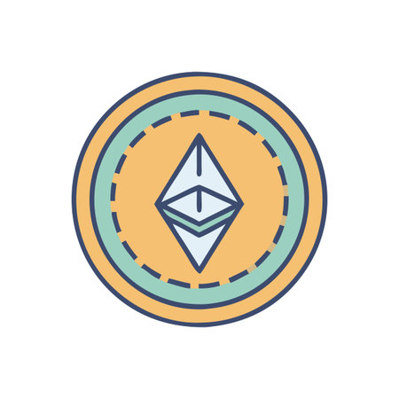 Ethereum coin line icon. Cryptocurrency concept. Vector illustration