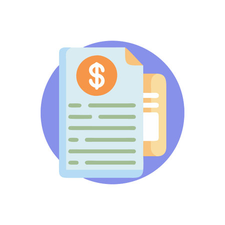 Payment document icon in flat color style. Document with dollar signのイラスト素材