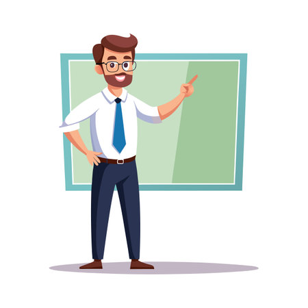 Teacher Gesturing Toward Invisible Boardのイラスト素材