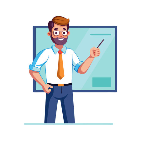 Instructor Explaining Concept Using Whiteboardのイラスト素材