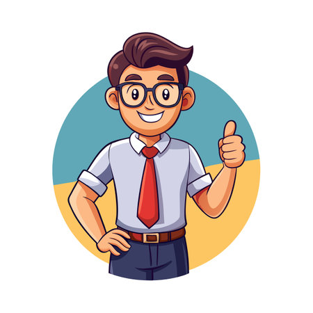 Educator Encouraging Students with Thumbs Upのイラスト素材