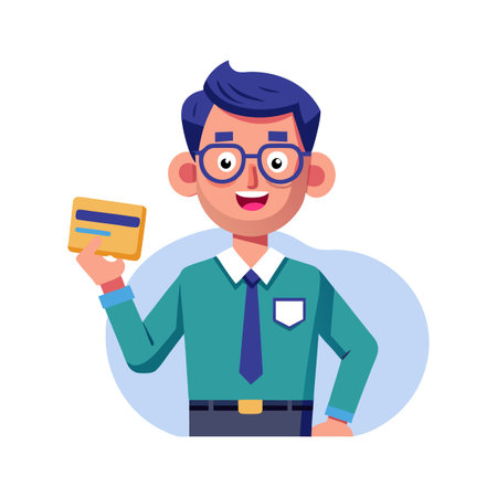 Male Teacher Teaching Finance with Credit Cardのイラスト素材