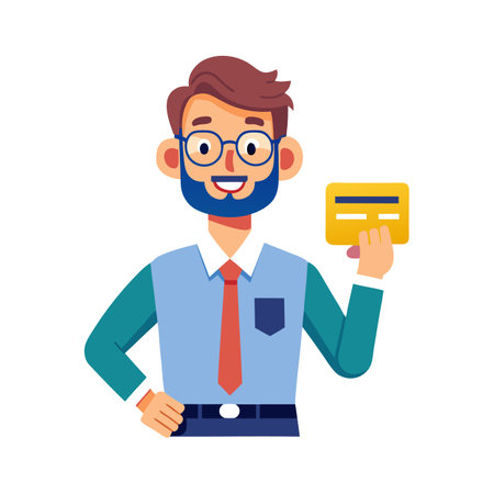 Teacher Holding Credit Card While Teaching Financeのイラスト素材