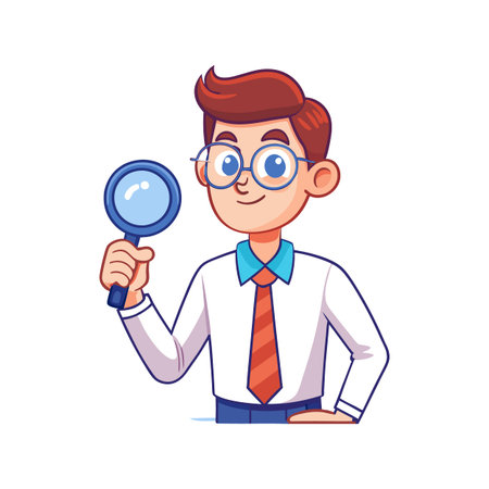 Inspiring Teacher Showcasing Magnifying Glass for Learningのイラスト素材