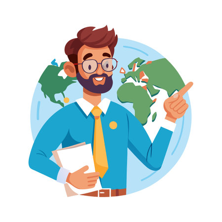 Creative Educator Highlighting Paper Map for Teachingのイラスト素材