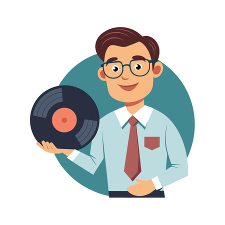 Inspiring Teacher Presenting Record for Music Learningのイラスト素材