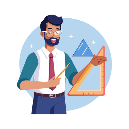 Creative Educator Highlighting Ruler for Geometry Teachingのイラスト素材