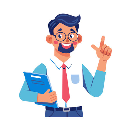 Teacher Presenting Report Card for Feedbackのイラスト素材