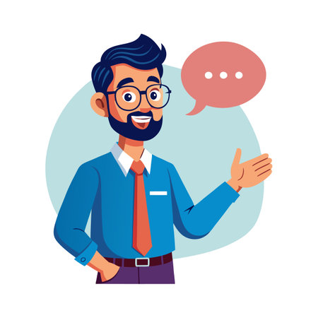 Teacher Using Speech Bubble Prop for Engagementのイラスト素材