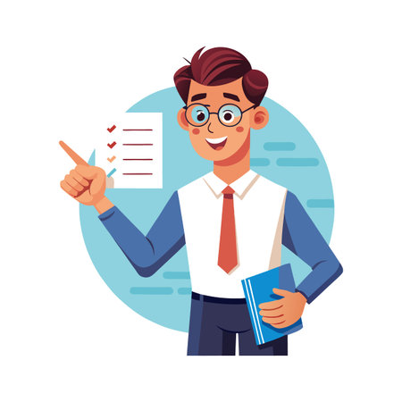 Instructor Evaluating Student Test Papersのイラスト素材