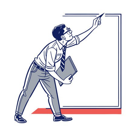 Dynamic Male Teacher Emphasizing Point with Leanのイラスト素材