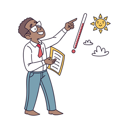 Engaging Male Teacher Using Thermometer in Classのイラスト素材