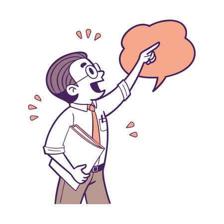 Dynamic Male Teacher with Emphasis Speech Bubbleのイラスト素材