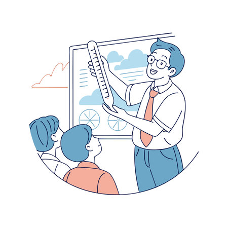 Engaging Male Teacher Demonstrating Weather Instrumentのイラスト素材